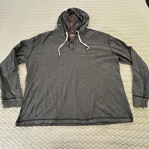 RuffHewn Mens XL Gray Heathered Cotton Henley Hoodie Long Sleeve Pullover Shirt